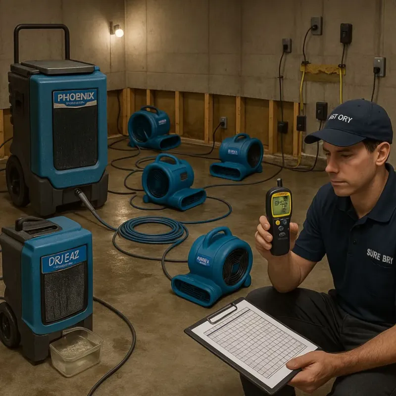 Structural Drying and Dehumidification process in City of Williamsburg, VA